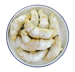 Fresh roll puff pastries isolated on a white background
