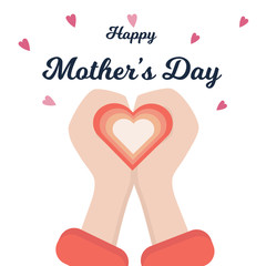 Happy Mother's Day. Postcard. Vector illustration isolated on a white background. In the hands of the heart. For the design of flyers, cards, posters, flyers.