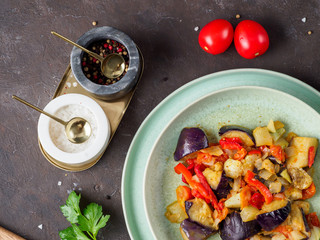 Ratatouille from frozen vegetable mix.