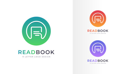 Creative Book Paper Reading R Letter  Logo Professional company Business Design. Vector Illustration