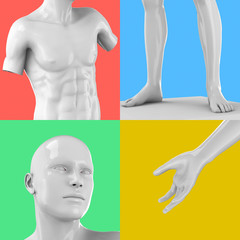 Moder Statue on Pop Art Background - 3D