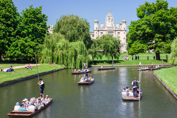 Summer Punting on the River Cam. Cambridge