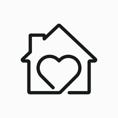 Home love peace. Home protection concept. Heart inside house