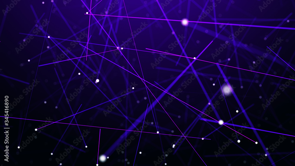 Poster digital plexus of glowing lines and dots. abstract background. 3d rendering. network or connection. 
