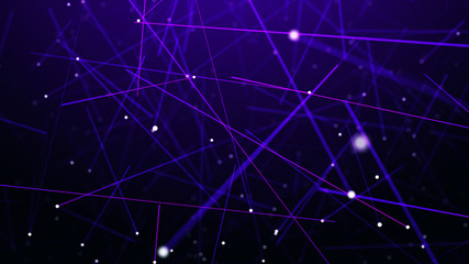 Naklejka na ściany i meble Digital plexus of glowing lines and dots. Abstract background. 3D rendering. Network or connection. 3d rendering.
