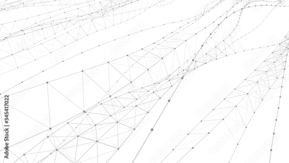 Poster network of dots connected by lines. dna twisted structure. detailed lines forming an abstract backgr