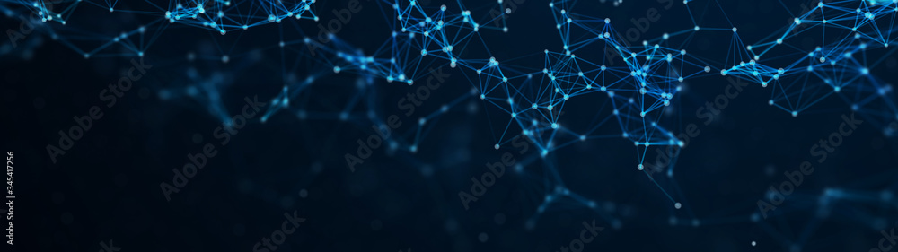 Fototapete Digital plexus of glowing lines and dots. Abstract background. 3D rendering. Network or connection. 3d rendering.