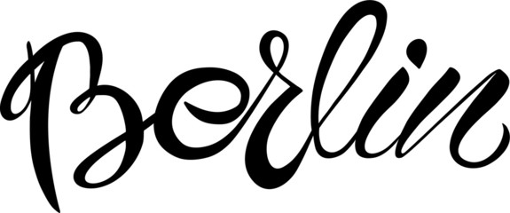 Hand drawn lettering text Berlin on textured background. City in Germany. Modern brush calligraphy vector Illustration. Print for logo, travel, map, catalog, web site, flag, poster, blog, banner.