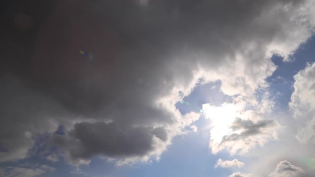 Time lapse: stormy clouds cover the sun and commit brief snowing.
