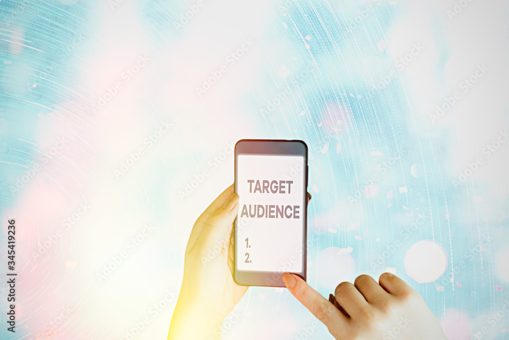 Poster conceptual hand writing showing target audience. concept meaning category of showing you want to add