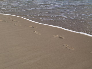 Footsteps on the  beach
