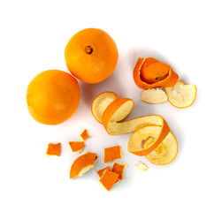 Dry Orange Peel or Zest Isolated on White Background