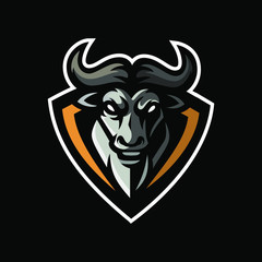 Buffalo mascot shield aggressively dark