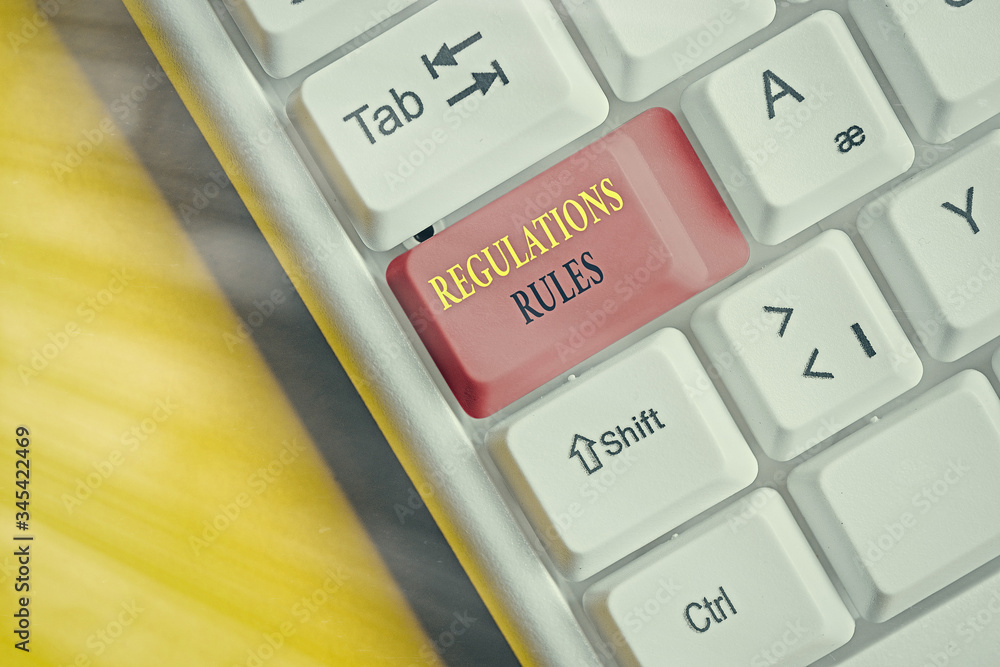 Poster text sign showing regulations rules. business photo text standard statement procedure govern to cont