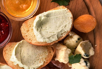 sandwiches with pate and cheese on the board