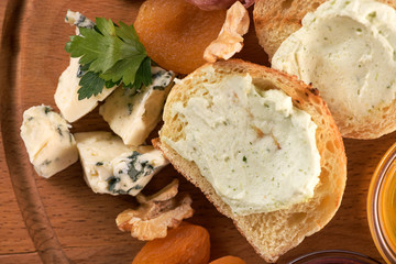 sandwiches with pate and cheese on the board