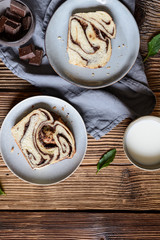 Delicious slices of chocolate Babka bread