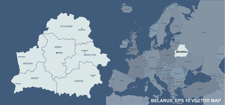 belarus map. vector map of belarus in europe country.