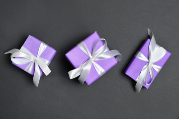 Birthday gifts on dark background