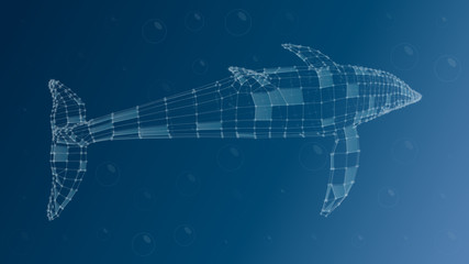 Dolphin vector illustration. Abstract geometric background.