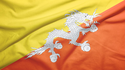 Bhutan  flag with fabric texture