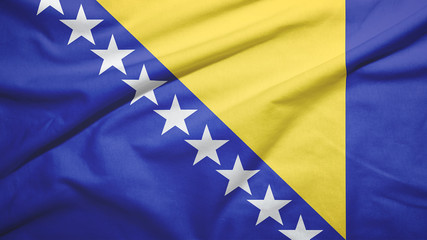 Bosnia and Herzegovina  flag with fabric texture