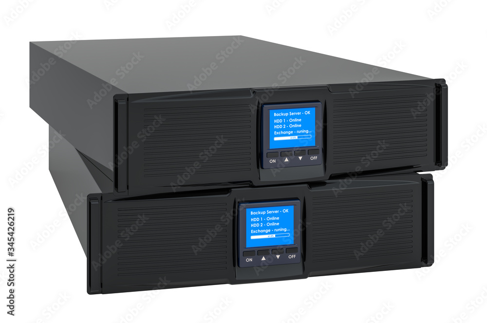 Poster computer server blades, 3d rendering