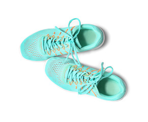 Pair of sport shoes on white background