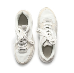 Pair of sport shoes on white background