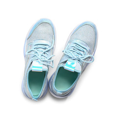 Pair of sport shoes on white background