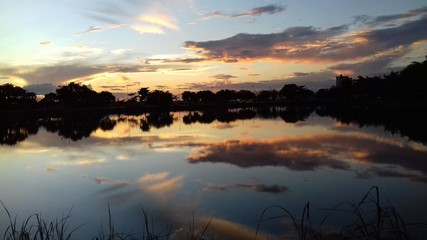 sunset over the lake