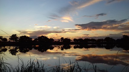 sunset over the lake