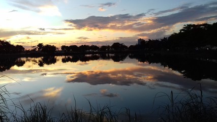 sunset over the lake