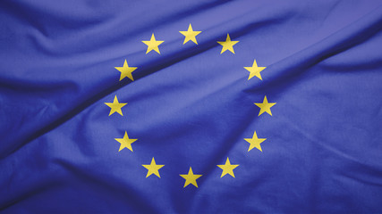 European Union flag with fabric texture