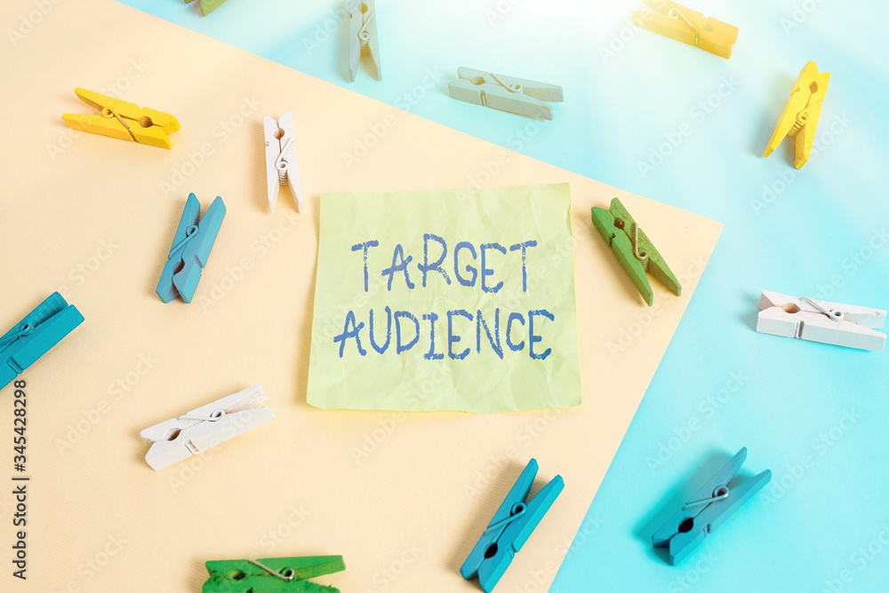 Poster writing note showing target audience. business concept for category of showing you want to address y