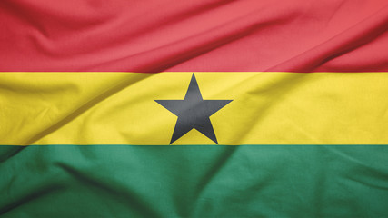 Ghana flag with fabric texture