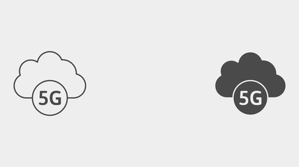 5g cloud outline and filled vector icon sign symbol