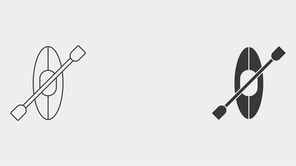 Canoe outline and filled vector icon sign symbol