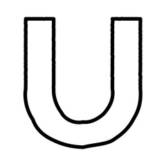 BLACK THICK SERPENTINE SCRIBBLE OUTLINE ENGLISH ALPHABET : U