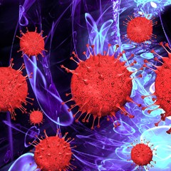 Coronavirus In Bright Lilac Abstraction Background Covid-19 - Virology Concept - 3D Rendering