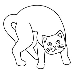 Line art of weird curious cat