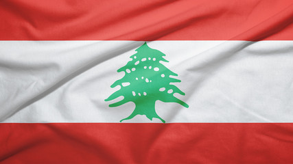 Lebanon flag with fabric texture