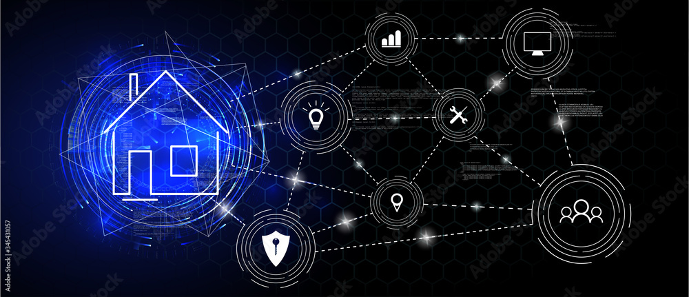 Poster internet of things (iot) and networking concept for connected devices. spider web of network connect