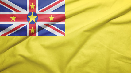Niue flag with fabric texture