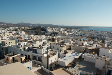 Blick auf die Hafenstadt Naxos, Griechenland