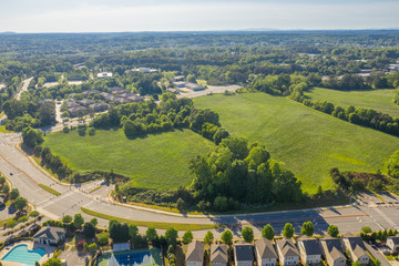 Aerial view empty lots ready for new developments in Atlanta Georgia