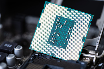 The processor is a small chip that resides in computers and other electronic devices 