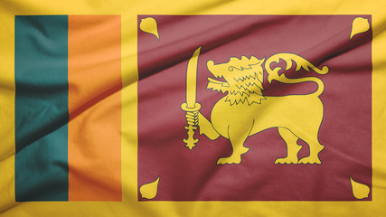 Sri Lanka flag with fabric texture