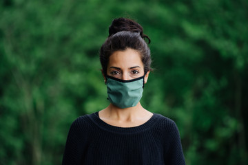 photo of a beatiful woman wearing a face mask