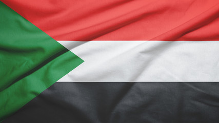 Sudan flag with fabric texture